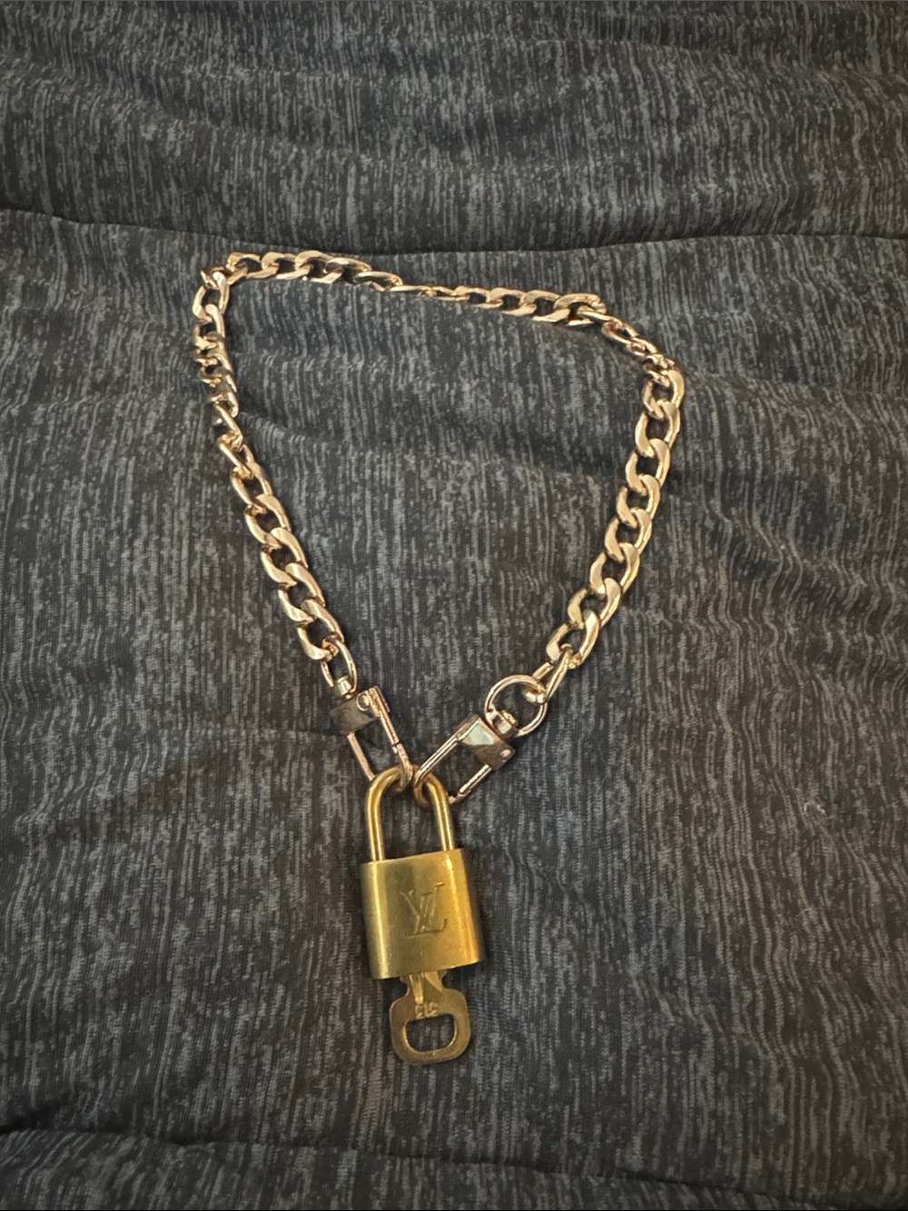 Louis Vuitton Gold Padlock Chain Necklace